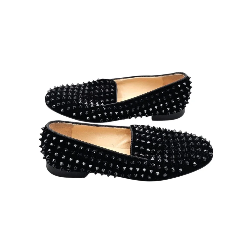 Christian Louboutin Womens Size 38/ 8 US EUC Dandelion Black Spike Loafers Flats - Picture 6 of 8